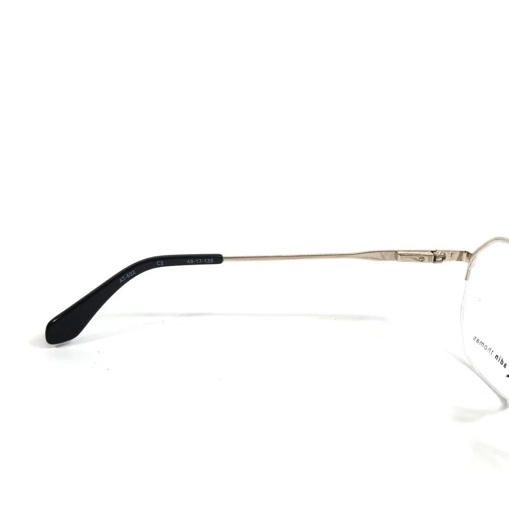 Adin Thomas Eyeglasses Frames AT-632 C2 Black Gold Hexagonal Wire Rim 49-17-135